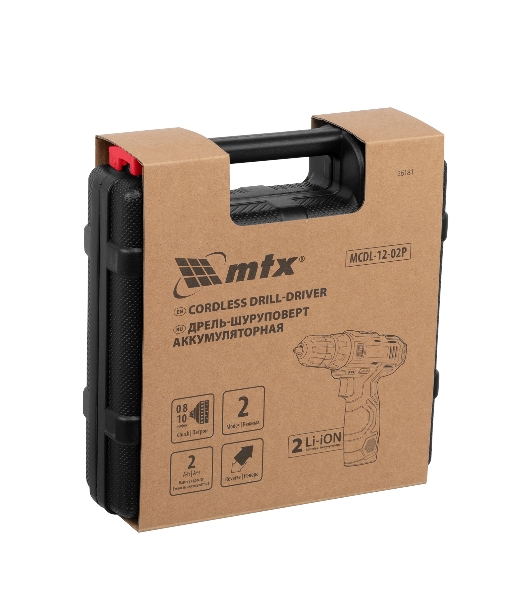Дрель-шуруповерт MTX MCDL-12-02P, 12 В, 2 Ач, 20 Нм, щеточный