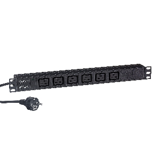 Блок розеток горизонтальный ExeGate ServerPro PDU-19H013 Al-6C19-EU3-SW, 19', 1U, Алюминий, 6 IEC 320 C19, кабель с евровилкой VDE-250V-16A-3*1.5мм2, 3 метра, выкл. с подсветкой, черный