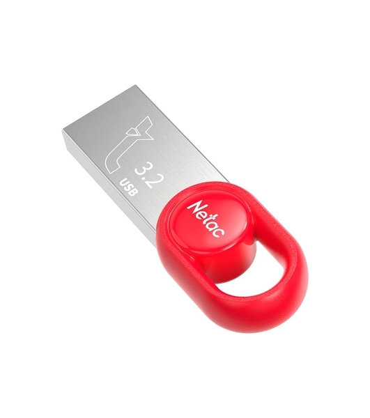 Флешка USB Netac UM2 (NT03UM2N-032G-32RE), 32Gb, USB 3.0, R/W 130/50, серебристый/красный