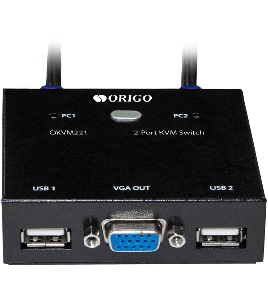 Переключатель KVM 2-портовый ORIGO OKVM221/A1A с портами VGA и USB