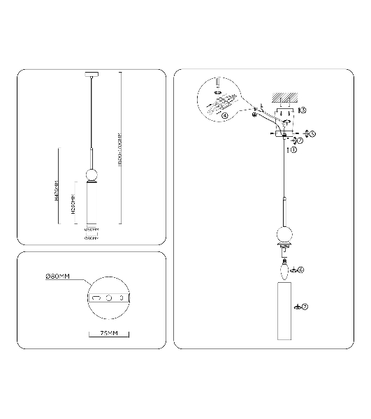 Светильник Ambrella light LH53256 BS/FR латунь/белый матовый E14 max 40W D80*470