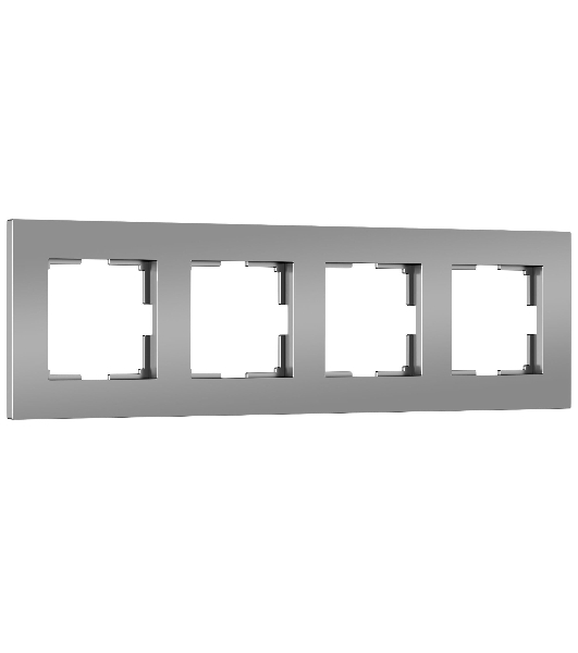 Рамка на 4 поста Slab (серебро софт) W0042965