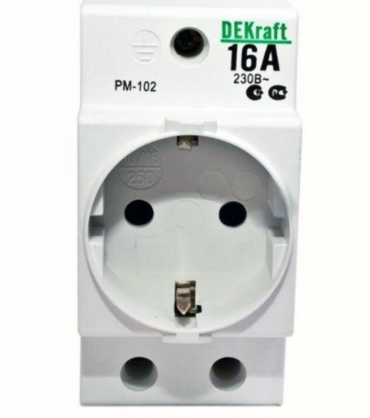 Розетка 16А 220В 2P+PEN на DIN-рейку PM-102 SchE 18012DEK