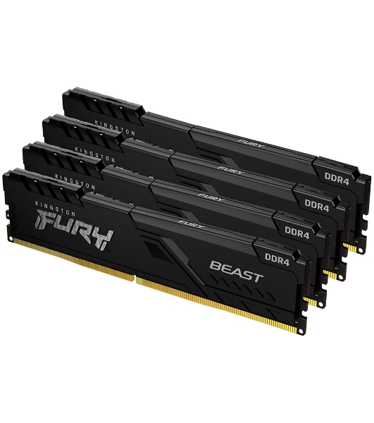 Оперативная память Kingston Fury Beast, DDR4, 32Gb (4x8GB), 3200MHz, CL16, DIMM, с радиатором, черный