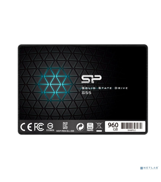 Накопитель SSD SiliconPower Slim S55, 960Gb, SATA, 2.5', R/W 540/480