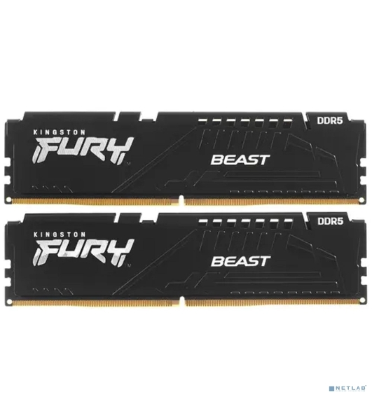 Оперативная память Kingston Fury Beast, DDR5, 32GB (2x16GB), 5600MHz, CL36, DIMM, с радиаторами, черный