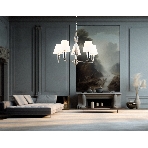Люстра Ambrella light LH75253/5 SN/FR сатин никель/белый матовый E14*5 max 40W D700*510, фото 1