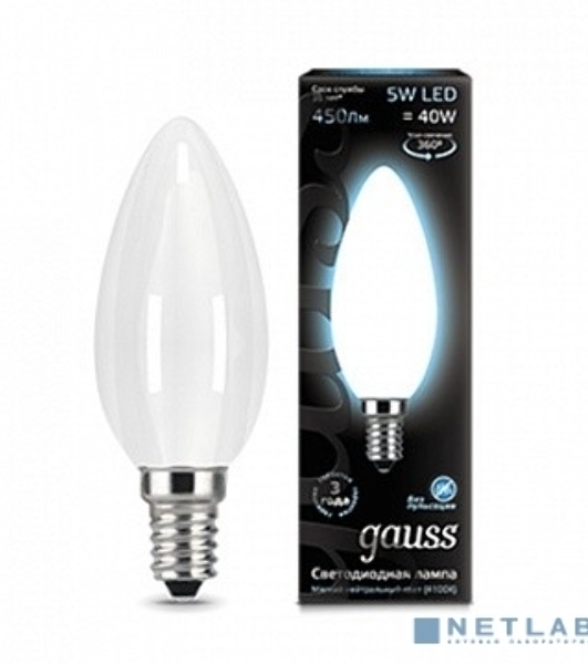 Лампа светодиодная Gauss Filament Свеча E14 5Вт 4100К OPAL