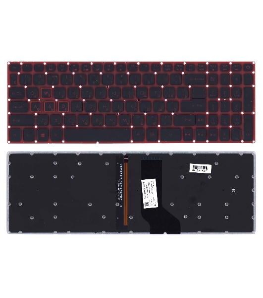 Клавиатура для ноутбука Acer Aspire VN7-593G черная с красной подсветкой