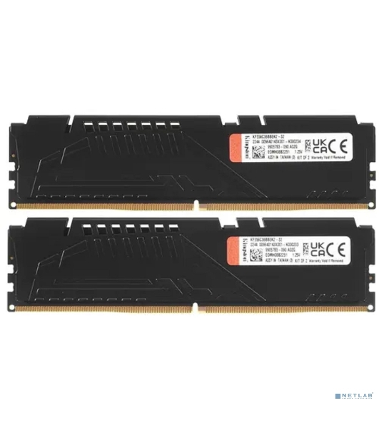 Оперативная память Kingston Fury Beast, DDR5, 32GB (2x16GB), 5600MHz, CL36, DIMM, с радиаторами, черный