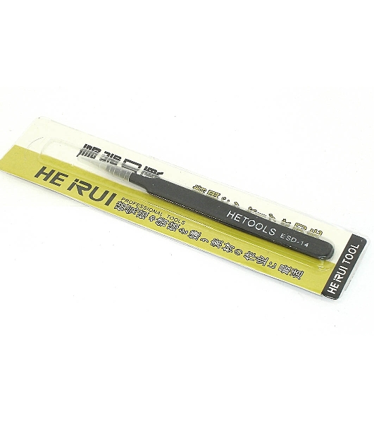 Пинцет HETOOLS ESD-14 прямой, черный 120 мм