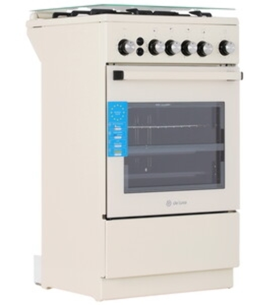 Плита газовая De Luxe 5040.40Г (КР) ЧР-013 бежевый, конфорок 4 газовых, духовка 46 л, 50 см x 85 см x 50 см