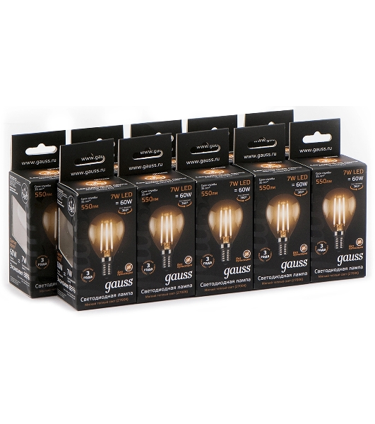 Лампа светодиодная Filament Шар E14 7Вт 2700К Gauss 105801107