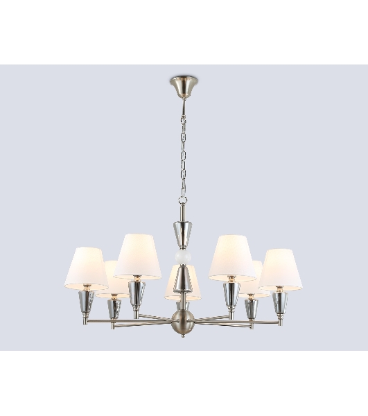 Люстра Ambrella light LH75256/7 SN/FR сатин никель/белый матовый E14*7 max 40W D860*520