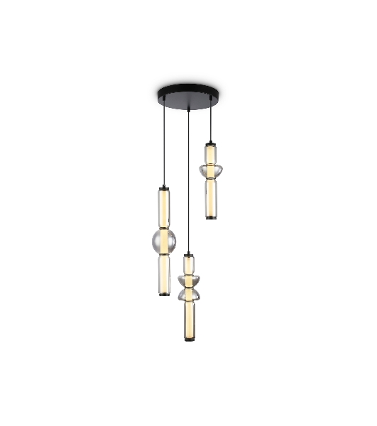 Подвесной светодиодный светильник Ambrella light LH11026/3 BK/SM черный/дымчатый 40W 3000K D380*1720