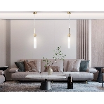 Светильник Ambrella light LH53256 BS/FR латунь/белый матовый E14 max 40W D80*470, фото 1