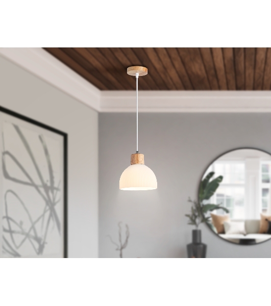 Светильник Ambrella light TR83133 LW/FR светлое дерево/белый матовый E27 max 40W D180*1040