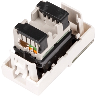 Вставка Mosaic 22.5x45, RJ-45 UTP, кат.5e, со шторкой и увеличенным окном маркировки, белая