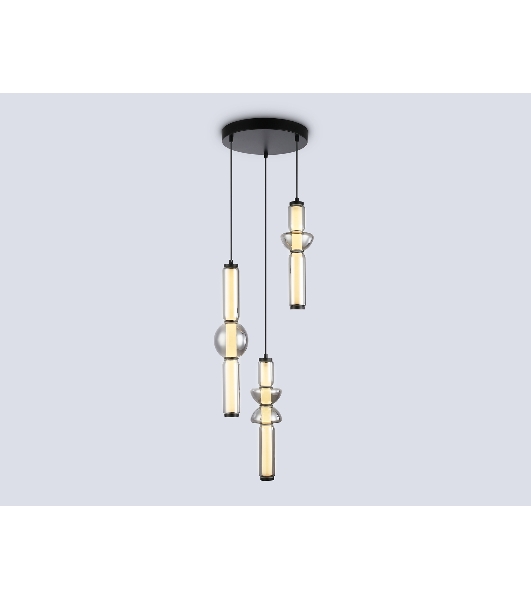Подвесной светодиодный светильник Ambrella light LH11026/3 BK/SM черный/дымчатый 40W 3000K D380*1720
