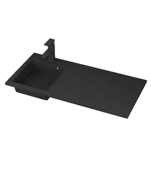 Раковина над стиральной машиной BAU Stil 100, кварцевая, в комплекте с кронштейнами, донной крышкой