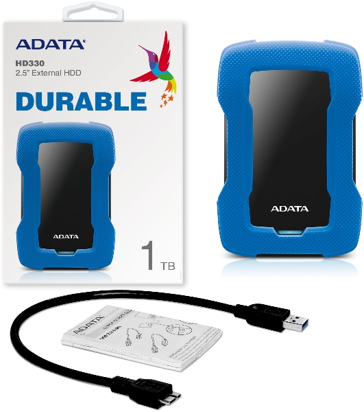 Внешний HDD 2.5' ADATA HD330, 1TB, USB 3.2 Gen 1 Type-A, 5400 rpm, синий