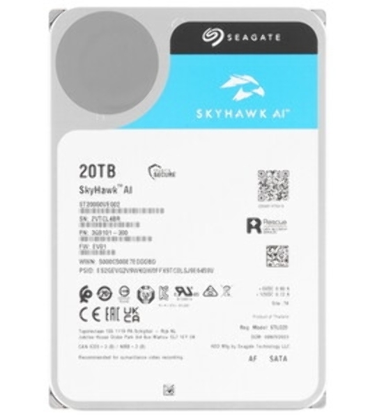 Жесткий диск Seagate SkyHawk AI ST20000VE002 20Tb, 3.5', 7200 RPM, SATA-III, 512e, 256MB, для систем видеонаблюдения