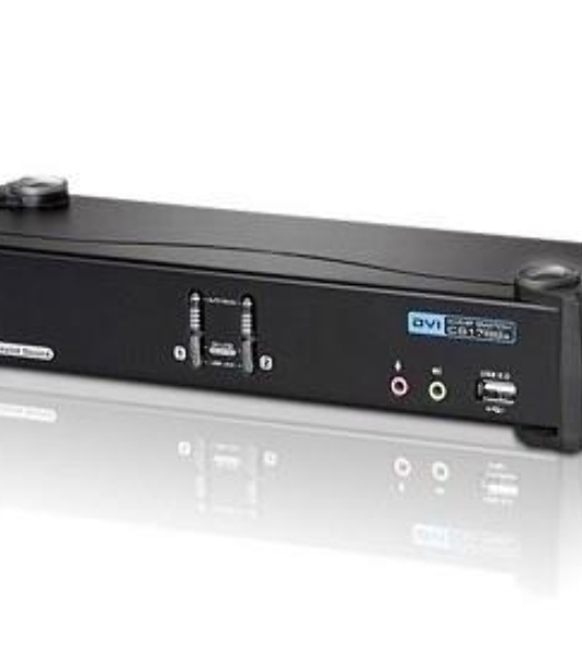Переключатель KVM ATEN (CS1782A-AT-G) KVM+Audio+USB 2.0, 1 user USB+DVI => 2 cpu USB+DVI, со шнурами USB 2х1.8м., 2560x1600 60Hz DVI-D Dual Link/204