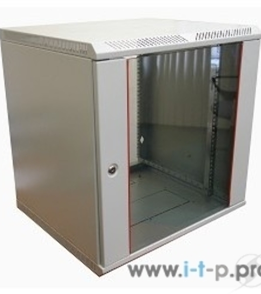 Шкаф телеком. настенный разборный 15U (600х650) дверь стекло, серый RAL 7035
