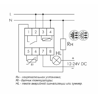 Регулятор температуры RT-820M (от -25 до +130 град.C; микропроцессорный; многофункц.; цифровая индикация; выносной датчик с термоус. проводом; монтаж на DIN-рейке 35мм 230В 16А 1Z IP20) F&F EA07.001.007