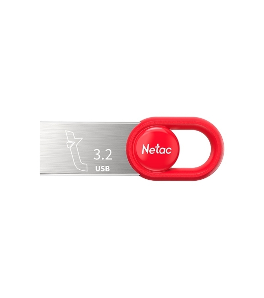 Флешка USB Netac UM2 (NT03UM2N-128G-32RE), 128Gb, USB 3.0, R/W 130/50, серебристый/красный