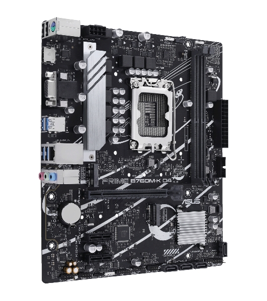 Материнская плата ASUS PRIME B760M-K D4, LGA 1700, Intel B760, 2xDDR4, 4xSATA, 2xM.2, 1xPCIe 4.0 x16, 2xPCIe x1, 1xHDMI, 1xVGA, 1x 2.5Gb LAN, 2xUSB-A 3.2 Gen 1, 2xUSB-A 2.0, 3x3.5 мм, 7.1, mATX