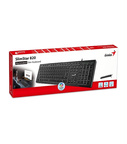 Клавиатура проводная Genius SlimStar 820, черный, USB, 104 клавиши 31310055402