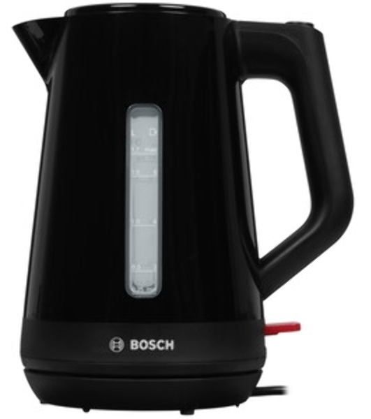 Электрочайник Bosch TWK1M123 черный, 1.7 л, 2400 Вт, скрытый нагревательный элемент