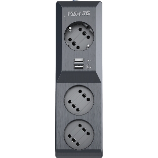 Сетевой фильтр Surge protector Pilot 3G 3xGP euro outlets, 10А/2.2 кВа, 2xUSB, 10m, черный