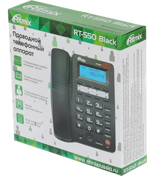Телефон проводной Ritmix RT-550 черный