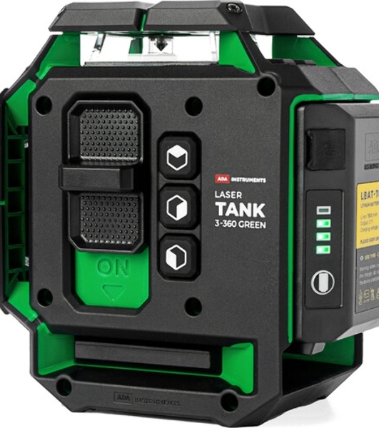 Уровень лазер. Ada LaserTANK 3-360 2кл.лаз. 515нм цв.луч. зеленый 3луч. (А00633)