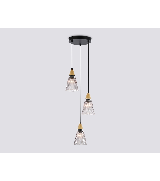 Светильник Ambrella light LH58112/3 BK/LW/SM черный/светлое дерево/дымчатый E14*3 max 40W D270*1200