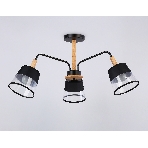 Светильник Ambrella light TR4740/3 BK/LW черный/светлое дерево E27/3 max 40W D760*350, фото4