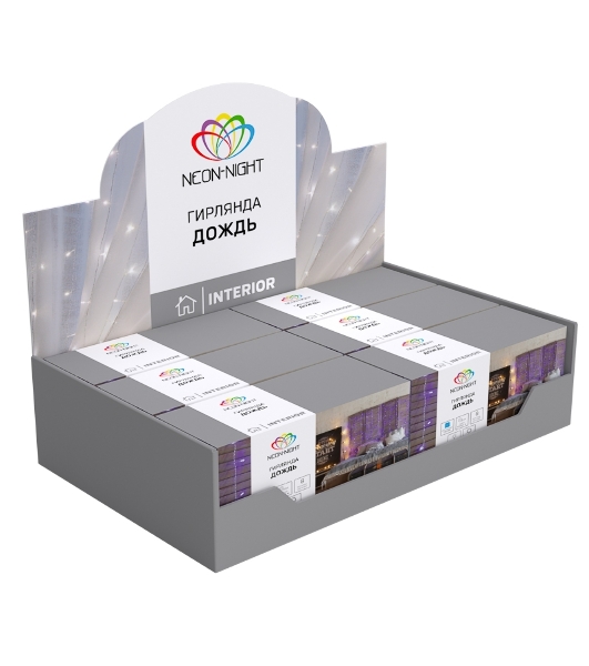 Гирлянда Neon-night 'Светодиодный дождь' с контроллером 1.5х1.5м 144 LED син. прозрачный провод 12Вт 230В IP20