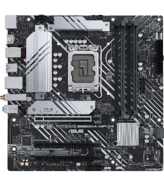 Материнская плата ASUS PRIME B660M-A WIFI D4, Socket LGA 1700, Intel B660, 4xDDR4, 4xSATA, 2xM.2, 1xPCIe 4.0 x16, 1xPCIe 3.0 x16, 1xDP, 2xHDMI, 1x 1Gb LAN, 2xUSB-A 3.2 Gen 2, 4xUSB-A 2.0, 3x3.5 мм, 7.1, mATX