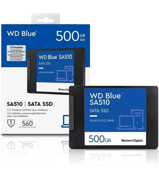 Накопитель SSD WD Blue SA510 WDS500G3B0A, 500GB, SATA III, 2.5', R/W 560/510