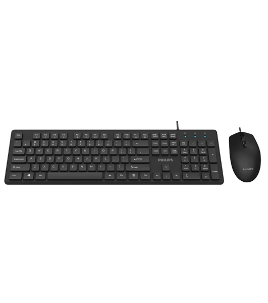 Комплект клавиатура+мышь Philips SPT6264 проводной, USB, 1200 DPI, чёрный