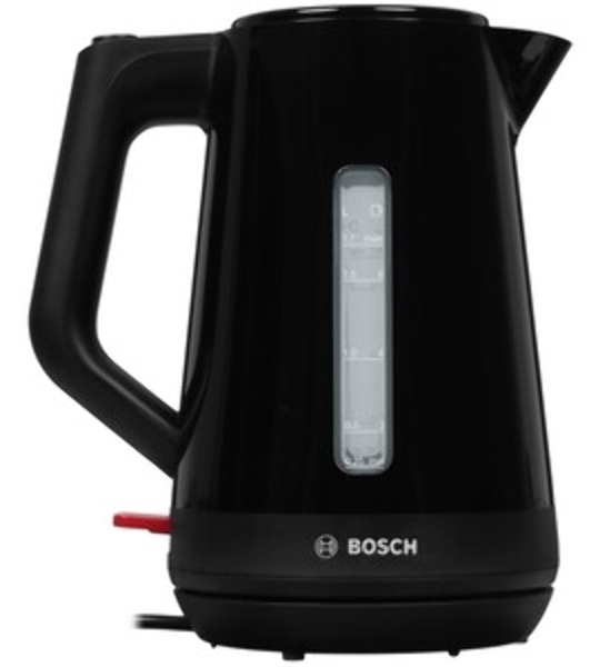 Электрочайник Bosch TWK1M123 черный, 1.7 л, 2400 Вт, скрытый нагревательный элемент