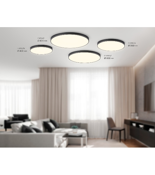 Потолочный светодиодный светильник Ambrella light FV5541 BK черный LED 130W 3000K D800*58 (Без ПДУ)