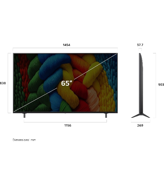 Телевизор LG 65' 65NANO80A6B/ARUG синяя сажа LED 4K UHD 60Hz Smart TV 2GB/8GB