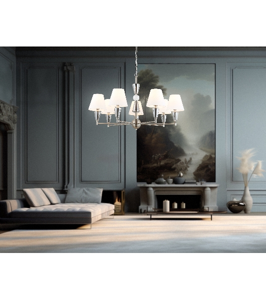 Люстра Ambrella light LH75256/7 SN/FR сатин никель/белый матовый E14*7 max 40W D860*520