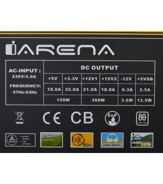 Блок питания Chieftec GPA-450S8 OEM, 450Вт, 80 PLUS, 120мм, серый