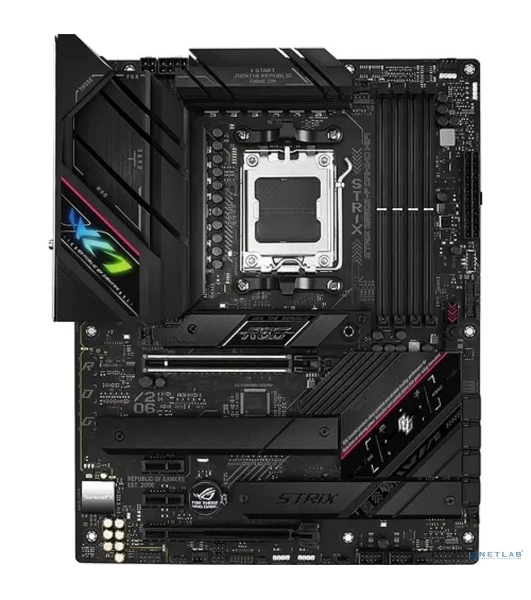 Материнская плата ASUS ROG STRIX B650E-F GAMING WIFI, AM5, AMD B650, 4xDDR5, 4xSATA, 3xM.2, 1xPCI-E 5.0 x16, 1xPCI-E 4.0 x4, 2xPCI-E x1, 1xHDMI, 1xDP, 1x 2.5Gb LAN, 4xUSB-A 2.0, 4xUSB-A 3.2 Gen 1, 2xUSB-A 3.2 Gen 2, 1xUSB-C 3.2 Gen 2, 1xUSB-C 3.2 Gen 2x2, 5x3.5 мм, 7.1, ATX