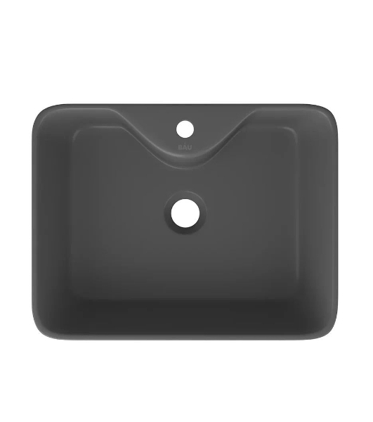 Комплект: тумба Bau Dream Blackwood 60, 1 ящик, раковина BAU Cerama 48х37, темно-серая, смеситель Hotel Dream, нерж сталь, выпуск клик клак хром