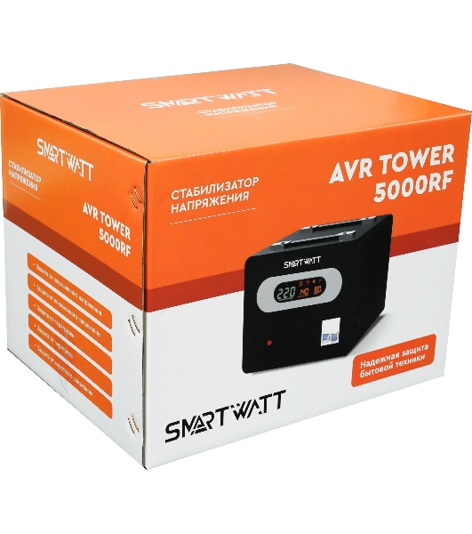 Напольный стабилизатор напряжения SMARTWATT AVR TOWER 5000RF (140W - 260W, 5000VA, 5 кВт, 50-60 Гц, LED-дисплей, релейны